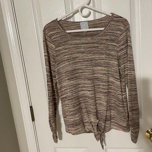DB Sunday Striped Tie Front Knit Top - S